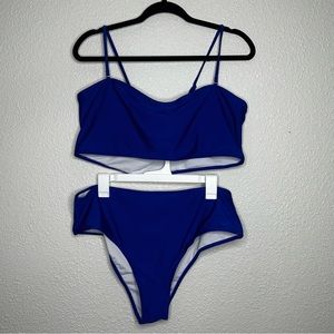 SHEIN high waist royal blue 3 piece bathing suit